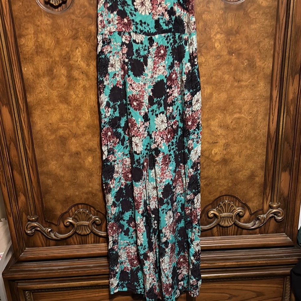 Angel Pleated Green and Pink Maxi Skirt Resort Wear